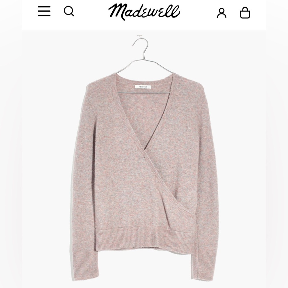 MADEWELL Wrap-Front Pullover Sweater in Coziest Yarn
